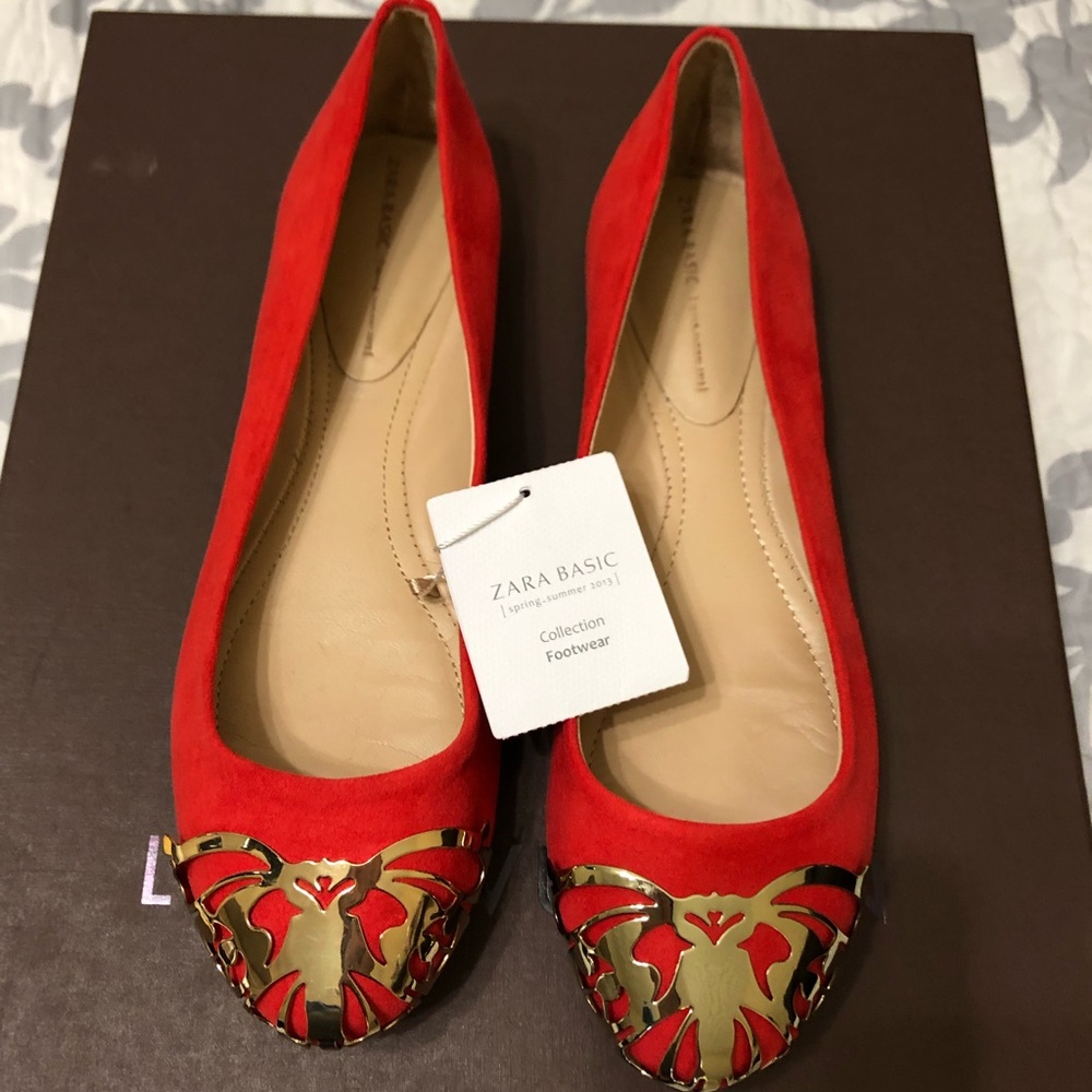 Zara Orange w/gold hardware flats